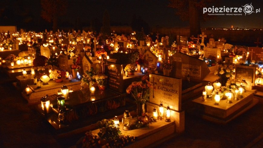 Cmentarze nocą w blasku tysięcy zniczy...