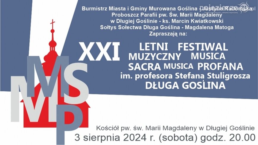 Zapraszamy na XXI Letni Festiwal Muzyczny „Musica Sacra Musica Profana” w Długiej Goślinie!