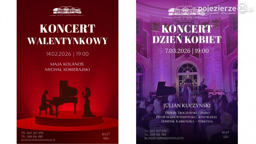 Polecamy Koncert Walentynkowy i Dzień Kobiet w pałacu w Czerniejewie!