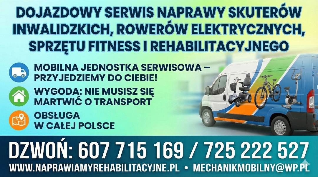 Naprawy skuterów inwalidzkich, rowerów i sprzętu rehabilitacyjnego