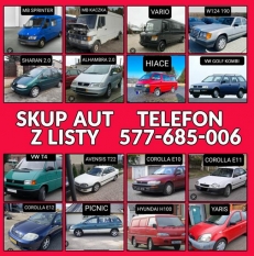 Skup Aut Toyota Corolla Avensis Hiace Picnic Carina Yaris - zdjęcie 1