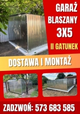 Garaż blaszany 3x5 II gatunek jednospadowy dostawa + montaż - zdjęcie 1