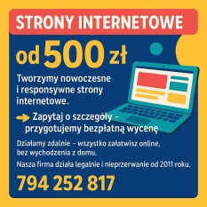 Strona internetowa za 500 zł - nowoczesny wygląd.  Gotowa nawet w kilka dni!
